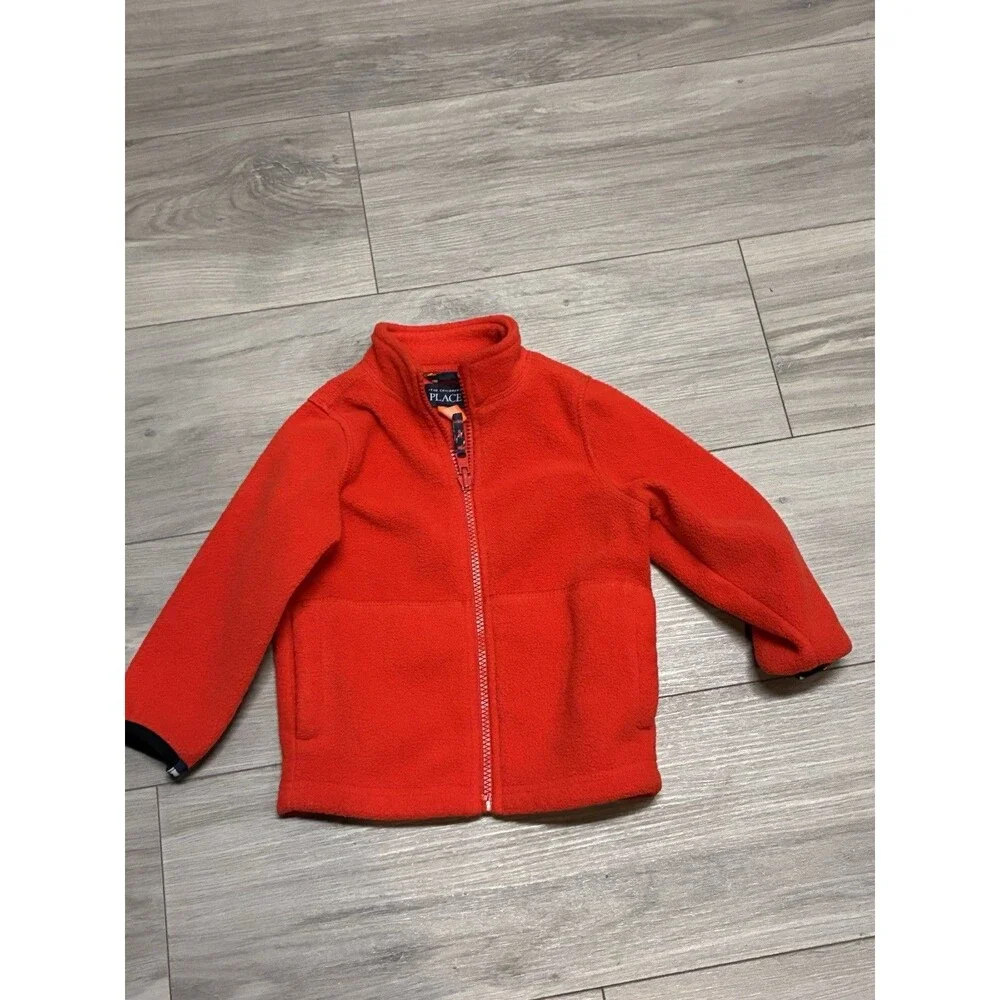 The Childrens Place Zip Up Fleece Jacket Toddler Boys Size 2T Red Long Sleeve